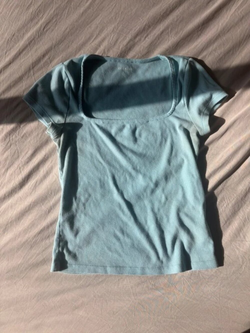 Old Navy Light Blue Square Neck Ribbed Crop Top, S